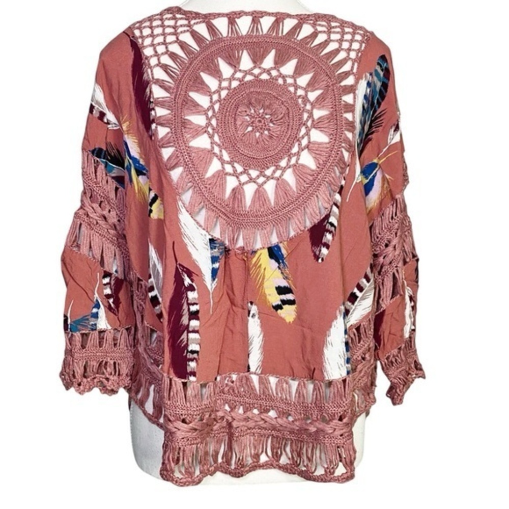 Vivid Importers of NY Vintage Feather and Lace Top - Picture 1 of 12